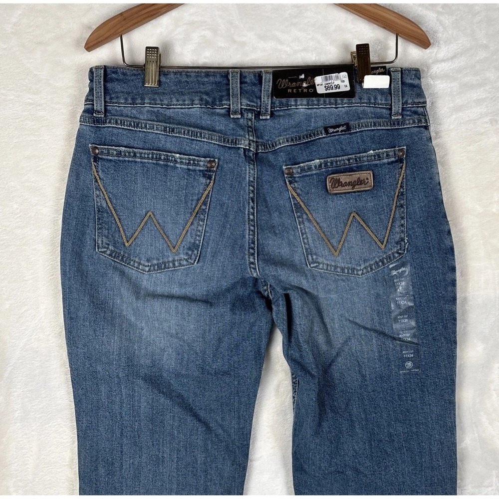 Wrangler Womens 11x34 Retro Boot Cut Jeans Dark Wash Blue Stretch Rodeo Concert - Picture 11 of 15